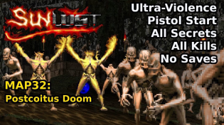 Thumbnail for Doom II: Sunlust - MAP32: Postcoitus Doom (Ultra-Violence 100%) | decino