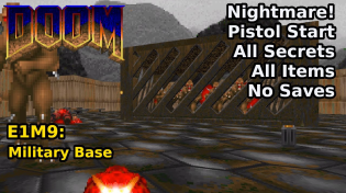 Thumbnail for Doom - E1M9: Military Base (Nightmare! 100% Secrets + Items) | decino