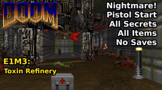 Thumbnail for Doom - E1M3: Toxin Refinery (Nightmare! 100% Secrets + Items) | decino