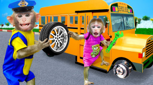Thumbnail for Funniest Animals 2023 - KiKi monkey fixes Magic School Bus with baby - 30 minutes Funny Baby Videos | KUDO ANIMAL KIKI