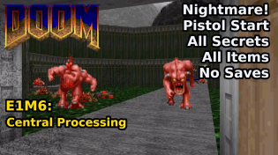 Thumbnail for Doom - E1M6: Central Processing (Nightmare! 100% Secrets + Items) | decino