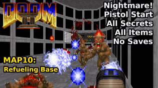 Thumbnail for Doom II - MAP10: Refueling Base (Nightmare! 100% Secrets + Items) | decino