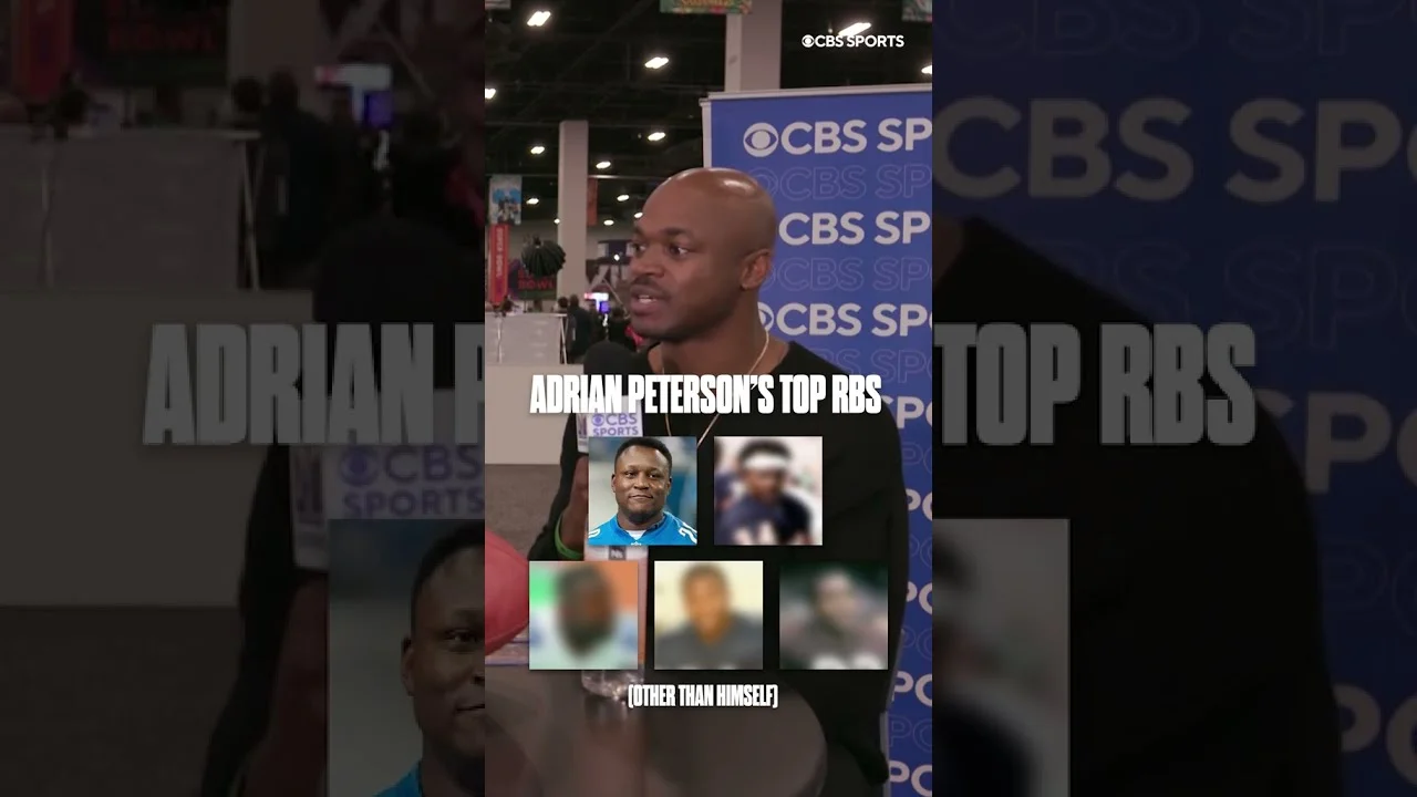Thumbnail for Adrian Peterson ranks his top 5 RBs of all time 👀 #shorts | CBS Sports